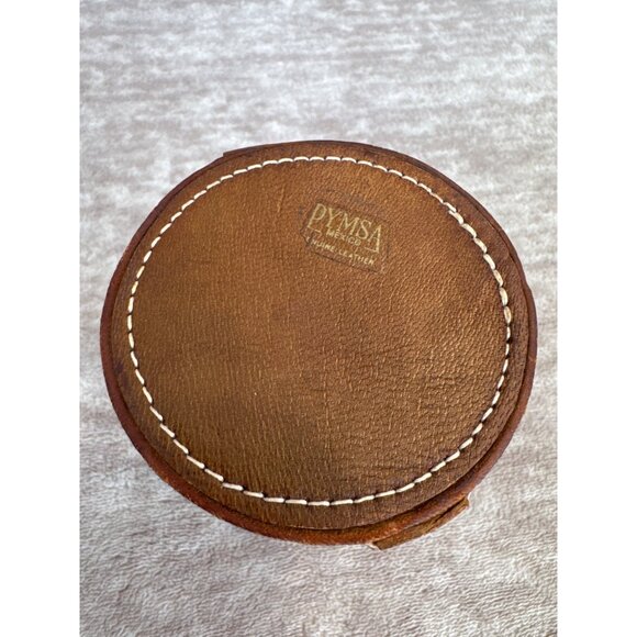 Vintage Handcrafted Leather Aztec Mayan Calendar Dice Cup With Eagle Design - Picture 9 of 9